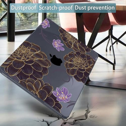 Mektron Case for 2026 MacBook Neo 13-inch A18 Pro chip A3404 Laptop Cover with 13-inch (Diagonal) Liquid Retina Display+ Keyboard Cover+ Screen Protector, Golden Dahlia Flowers - color: Golden Dahlia Flowers