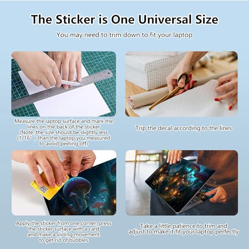 Universal Laptop Skin Sticker with 2 Wrist Pad Skins, Waterproof Scratch Resistant Vinyl Laptop Cover Decal, Cut to Fit for 11–15.6 Inch MacBook HP Dell Lenovo, Giant Mushroom House - color: Giant Mushroom House
