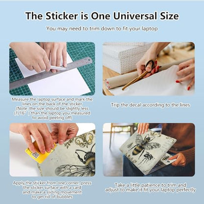 Universal Laptop Skin Sticker with 2 Wrist Pad Skins, Waterproof Scratch Resistant Vinyl Laptop Cover Decal, Cut to Fit for 11–15.6 Inch MacBook HP Dell Lenovo, Bee - color: Bee
