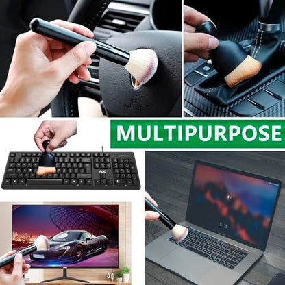 3 Pack Exquisite Microfiber Duster Brushes, Feather Duster,Car Interior Cleaning Brush - Cleaning Tool Efficient Dust Removal for Car Interior, Computers, Keyboards, Photo Frames, Digital Devices