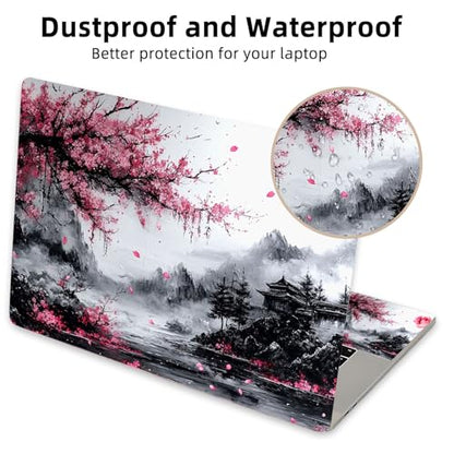 Aesthetic Laptop Skin Cover,12-15.6 Inch Universal Vinyl Sticker Decal,Waterproof Scratch-Resistant Notebook Wrap,Removable Residue-Free Protector,Cherry Blossom Moonlight - color: Cherry Blossom Moonlight