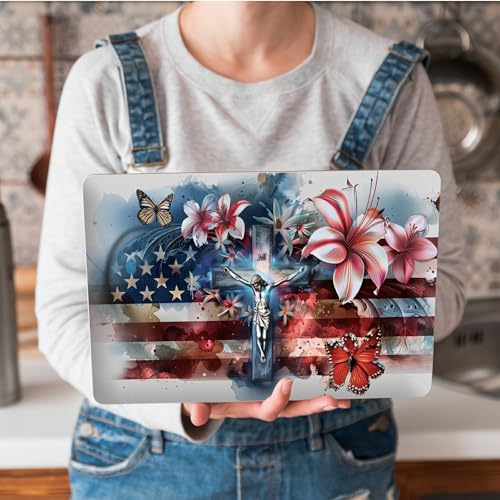 Universal Laptop Skin Sticker with 2 Wrist Pad Skins, Waterproof Scratch Resistant Vinyl Laptop Cover Decal, Cut to Fit for 11–15.6 Inch MacBook HP Dell Lenovo, Faith Flag - color: Faith Flag