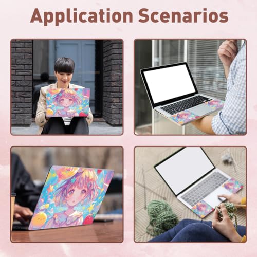 PLIGREAT Kawaii Girl Laptop Skin Sticker Decals Fits 12" 13" 13.3" 14" 15 inch Laptop Cute Universal Removable Vinyl Notebook Cartoon Art Protector Netbook PC Cover Decal - color: Kawaii Girl