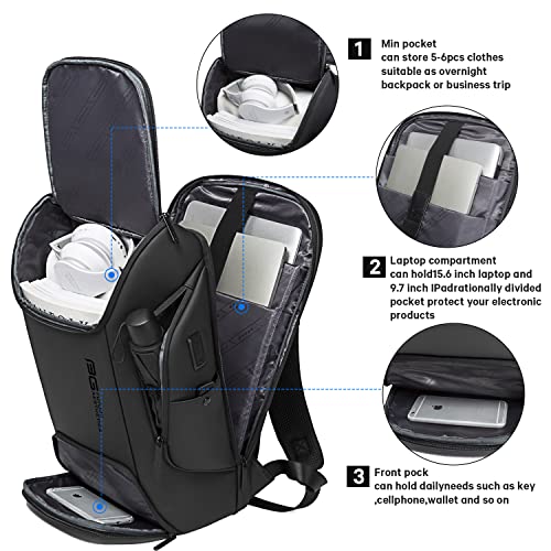 BANGE Business Laptop Smart backpack Can Hold 15.6 Inch Laptop Commute Backpack Carry on bag for men and women (Black) - color: Black