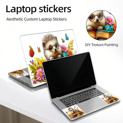 Universal Laptop Skin Sticker Decal, 12"-15.6" Aesthetic Vinyl Wrap, Cute Hedgehog Reading Books Waterproof Notebook Cover Art Protector for MacBook HP Dell Lenovo, Fits 13" 14" 15" 15.6" - color: Cute Hedgehog Reading Books