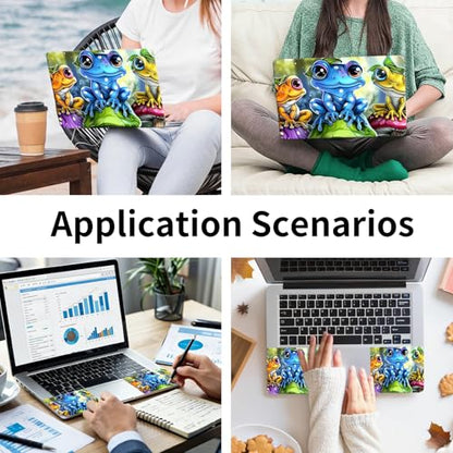 Laptop Skin Sticker 3-Piece Set,Cute Frogs Mushrooms | Trim-to-fit 3-piece vinyl set with one 15 x 10.6 in lid skin and two palm-rest decals for many 12-15.6 in laptops - color: Cute Frogs Mushrooms