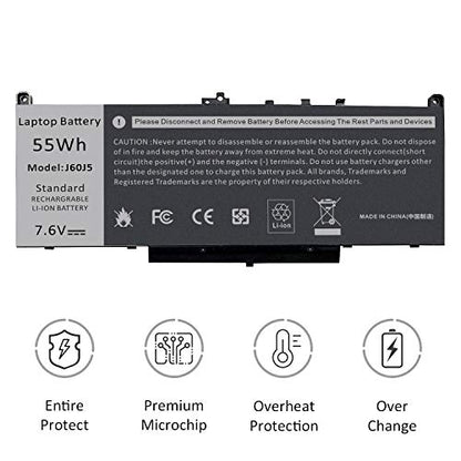 Futurebatt E7470 E7270 J60J5 Laptop Battery Lithium-ion for Dell Latitude E7470 E7270 7470 7270 Series Laptop 0MC34Y MC34Y R1V85 242WD GG4FM WYWJ2 1W2Y2 451-BBSX 451-BBSY 451-BBSU P26S001 P61G001 - size: J60J5 10.83*5.12*0.73 in