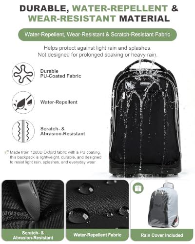 NEW TILAMI 19 Inch Rolling Backpack with Lunch Bag School Stair-Climbing | Stair-Climbing Teen Boys Girls Carry-on Suitcase Large Compartment 15.6 Laptop Sleeve Adjustable Handle Roller Travel Bag - color: Black