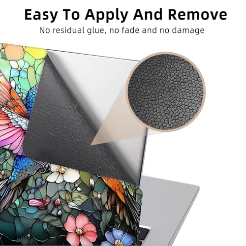 Aesthetic Laptop Skin Cover,12-15.6 Inch Universal Vinyl Sticker Decal,Waterproof Scratch-Resistant Notebook Wrap,Removable Residue-Free Protector,Hummingbird Floral Mosaic - color: Hummingbird Floral Mosaic
