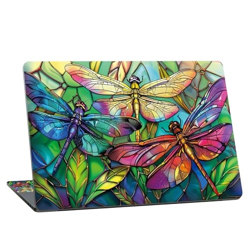 Universal Laptop Skin Sticker with 2 Wrist Pad Skins, Waterproof Scratch Resistant Vinyl Laptop Cover Decal, Cut to Fit for 11–15.6 Inch MacBook HP Dell Lenovo, Color Dragonfly - color: Color Dragonfly