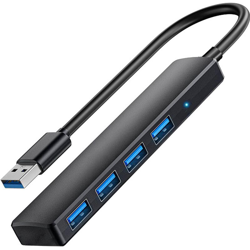 USB 3.0 Hub, 4 Port USB Hub Extender Splitter Ultra Slim USB-A Data Hub-1ft