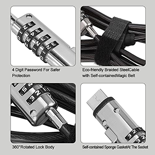 Laptop Cable Locks Combination Cable Lock 4 Digital Password Security Anti Theft Lock for USB Devices Equipment Notebook Computer
