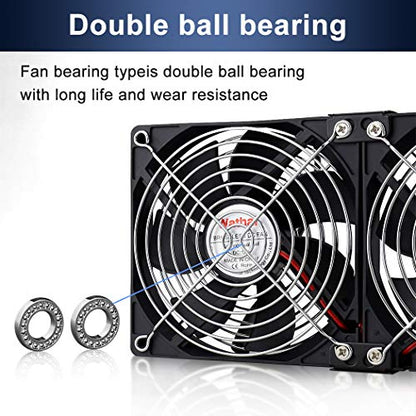 Wathai Dual Ball 3 x 120mm Computer Fan with AC Plug DC 12V Server Fans | Baseboard Booster Fan with 110V 120V 220V 240V AC Speed Controller for DIY Cabinet Chassis Machine Rack Workstation Cooling - style: 3x120mm fan