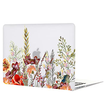 Case for MacBook Air 13 inch A1466 A1369 2010-2017 Release, 5 in 1 Matte Clear Hard Shell&Keyboard Cover&Screen Protector&Webcam Cover Compatible with Older Version Air 13.3 inch, Field Flower - color: Z Red Yellow