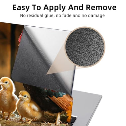 Aesthetic Laptop Skin Cover,12-15.6 Inch Universal Vinyl Sticker Decal,Rooster Chicks Sunflowers Waterproof Scratch-Resistant Notebook Wrap,Removable Residue-Free Protector - color: Rooster Chicks Sunflowers