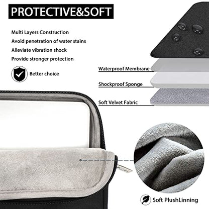 Voova Laptop Case 13 14 15 16 17 Inch with Shoulder Strap, Waterproof Laptop Bag Sleeve Slim Briefcase - color: Black, size: 17-17.3 Inch