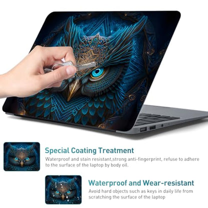 12.1-15.6 Inch Laptop Skin Decal, Universal Reusable Vinyl Laptop Cover Sticker, Waterproof Art Decal Protector - Blue Owl - color: Blue Owl