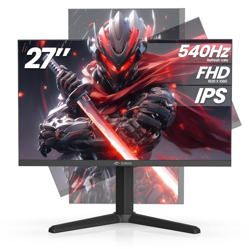 CRUA 27" FHD 540Hz IPS Gaming Monitor, FreeSync, Adjustable Vertical Pivot | 120% sRGB color, built-in speakers, HDMI 2.1/DP 1.4, low blue light and wall mount for esports, coding, study and work - size: 27