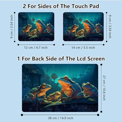 Universal Laptop Skin Sticker with 2 Wrist Pad Skins, Waterproof Scratch Resistant Vinyl Laptop Cover Decal, Cut to Fit for 11–15.6 Inch MacBook HP Dell Lenovo, Fantasy Green Frog - color: Fantasy Green Frog