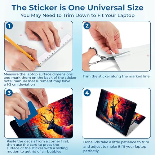 Reusable Universal Laptop Skin Sticker, Cut to Fit for 11.6–15.6 Inch Laptops, Waterproof Protective Film, No-Residue - Firelit Forest Deer - color: Firelit Forest Deer
