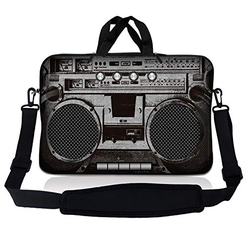 Laptop Skin Shop Neoprene Laptop Sleeve Bag Carrying Case with Handle and Adjustable Shoulder Strap Parent 2 - color: Cassette Player Design, size: 15 in – 15.6 in