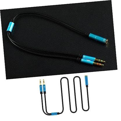 Veemoon 1pc Headset Splitter Adapter Cable Female to Male Audio Connector Microphone and Headphone Splitter for Laptop and Mobile Devices and Versatile Audio Adapter