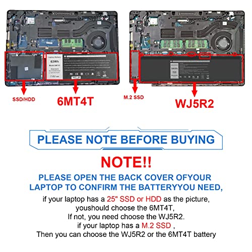 Futurebatt E5470 E5570 Battery for Dell Latitude Notebook 15.6 inch.p/n:Battery 7V69Y TXF9M 79VRK 07V69Y 6MT4T[7.6V 62Wh] - size: 6MT4T 10.83*5.12*0.73in