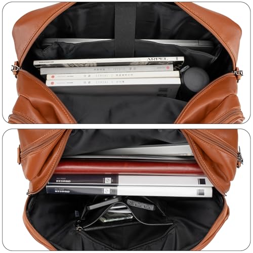 Boardingblue Men's Leather Messenger Bag, 15.6 Inches Laptop Briefcase Business Satchel Computer Handbag Shoulder Bag for Men - color: Brown