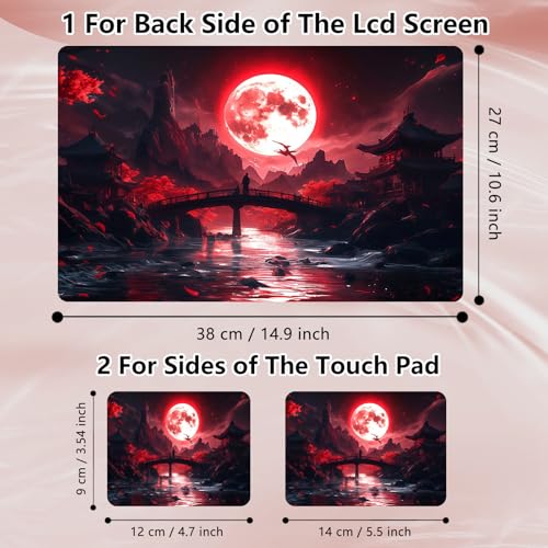 Laptop Skin Sticker Decal 12" 13" 13.3" 14" 15" 15.6",Waterproof Scratch Resistant Vinyl,Reusable Easy to Apply,for MacBook HP Dell Notebooks Netbooks Laptop,2 Wrist Pads,Blood Moon Secrets - color: Blood Moon Secrets