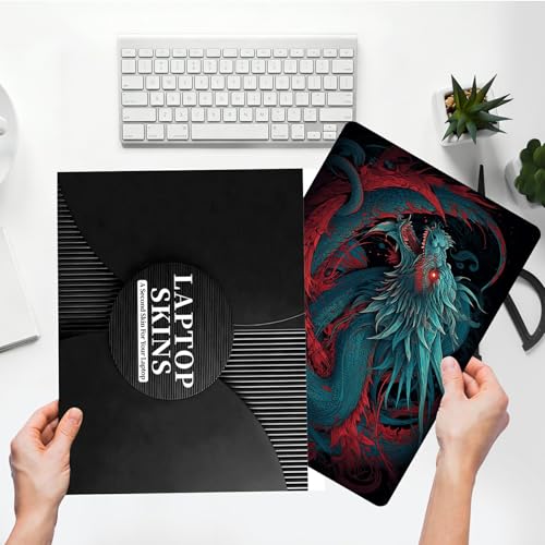 Universal Laptop Skin Sticker with 2 Wrist Pad Skins, Waterproof Scratch Resistant Vinyl Laptop Cover Decal, Cut to Fit for 11–15.6 Inch MacBook HP Dell Lenovo, Chinese Dragon - color: Chinese Dragon