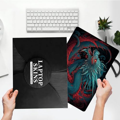 Universal Laptop Skin Sticker with 2 Wrist Pad Skins, Waterproof Scratch Resistant Vinyl Laptop Cover Decal, Cut to Fit for 11–15.6 Inch MacBook HP Dell Lenovo, Chinese Dragon - color: Chinese Dragon