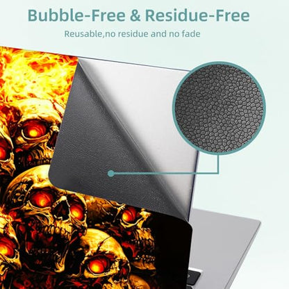 Universal Laptop Skin Decal, 3-Piece Vinyl Protector for 12 13 14 15.6" Notebook, Waterproof Anti-Scratch, Easy Trim & Bubble-Free Finish, A Pile of Skulls with Fire - color: A Pile of Skulls with Fire