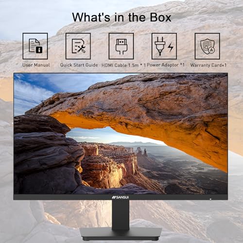 SANSUI Monitor 24 Inch 100Hz PC Monitor, HDMI VGA Ports VESA Mount, FHD Computer Monitor Ultra-Slim Ergonomic Tilt Eye Care for Home Office (ES-24F2, HDMI Cable Included) - size: 24 Inch