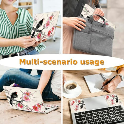 Universal Laptop Skin Sticker with 2 Wrist Pad Decals, 3-Piece Removable Vinyl Laptop Cover, Plum Blossom Waterproof Anti-Scratch, Easy-Trim Fit for 13.3" 14" 15.6" Laptops - color: Plum Blossom