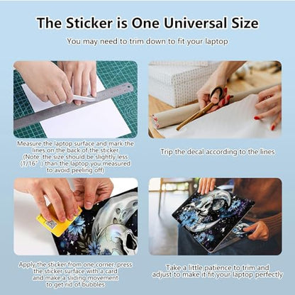 Universal Laptop Skin Sticker with 2 Wrist Pad Skins, Waterproof Scratch Resistant Vinyl Laptop Cover Decal, Cut to Fit for 11–15.6 Inch MacBook HP Dell Lenovo, Blue Daisy Skull Moon - color: Blue Daisy Skull Moon