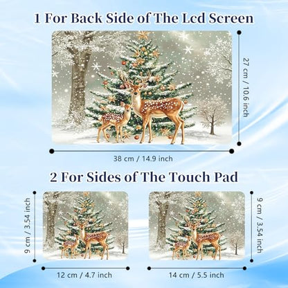 Universal Laptop Protective Skin,Trim-to-Fit Vinyl Sticker for 13–16 Inch Laptop,MacBook,Tablet & Notebook,Scratch-Proof Waterproof Cover,Deer Christmas Tree Snow - color: Deer Christmas Tree Snow