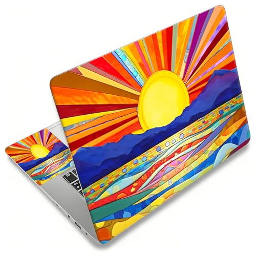 Laptop Skin Sticker Decal, Universal Reusable Vinyl Laptop Cover for 12" 13" 13.3" 14" 15" 15.4" 15.6" Notebook PC, Waterproof Scratch-Resistant with 2 Wrist Pads, Easy to Apply & Remove,Art Sun - color: Art Sun
