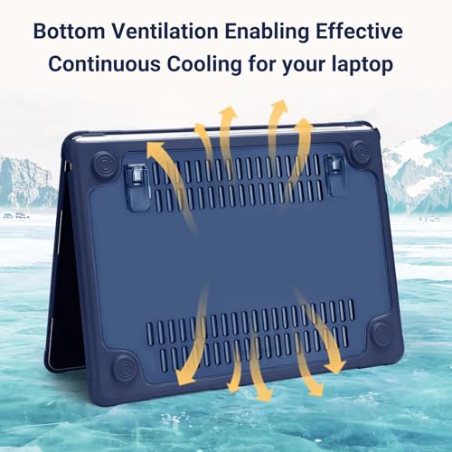 MOSISO Compatible with MacBook Air 13 inch Case M5 M4 M3 M2, Navy Blue | 4 in 1 Kit Anti-Crack Hard Shell with Kickstand for MacBook Air 13.6 inch Case 2026-2022 A3449 A3240 A3113 A2681 - color: Navy Blue
