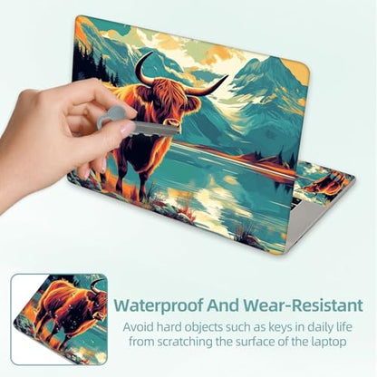 Universal Laptop Skin Decal, 3-Piece Vinyl Protector for 12 13 14 15.6" Notebook, Waterproof Anti-Scratch, Easy Trim & Bubble-Free Finish, Scottish Highland Cow - color: Scottish Highland Cow