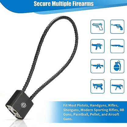 HOX Cable Gun Locks with Keys - Keyed Alike Cable Gun Safe Lock, for Firearm Locking and Safety - color: 3 Pack