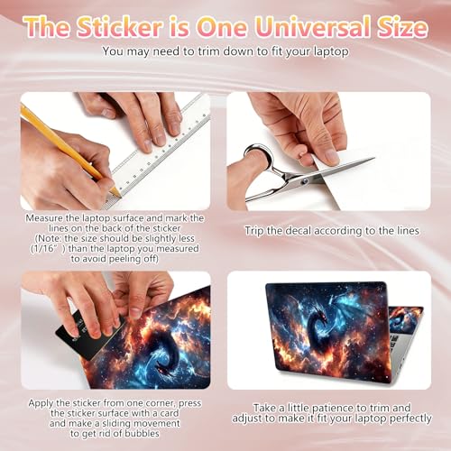 Laptop Skin Sticker Decal 12" 13" 13.3" 14" 15" 15.6",Waterproof Scratch Resistant Vinyl,Reusable Easy to Apply,for MacBook HP Dell Notebooks Netbooks Laptop,2 Wrist Pads,Glitter Dragon Cloud - color: Glitter Dragon Cloud