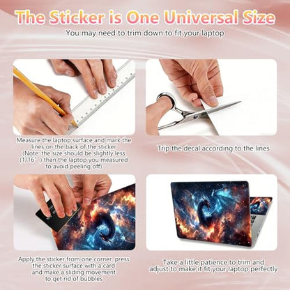 Laptop Skin Sticker Decal 12" 13" 13.3" 14" 15" 15.6",Waterproof Scratch Resistant Vinyl,Reusable Easy to Apply,for MacBook HP Dell Notebooks Netbooks Laptop,2 Wrist Pads,Glitter Dragon Cloud - color: Glitter Dragon Cloud
