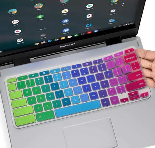 Colorful Keyboard Cover for Acer Chromebook Spin 311 714 C733 CP311 512/Chromebook 11 CB3-131 CB3-132 CP311 C738T CB5-132T/Chromebook Spin 713 CP713 R13 CB5-312T/Acer Chromebook 14 15.6", Rainbow - color: Rainbow