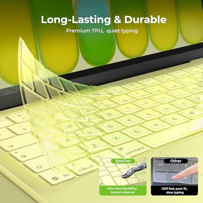 EooCoo Premium Keyboard Cover Skin Protector, Laptop Accessories Compatible with 2026 2025 2024 2023 2022 2021 M5-M1 Pro/Max MacBook Pro 14/16, M5-M2 MacBook Air 13/15, 2026 Mac Neo 13, Citrus Clear - color: Citrus Clear