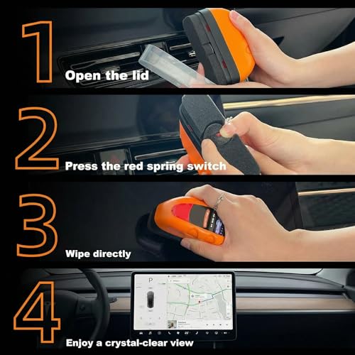 Car Screen Cleaner with Built-in Sponge | Effortlessly Removes Fingerprints, Dust and Make-up Stains | Anti Static Formula Safely Works on TV, Laptop, Computer Monitor, Phone, Dashboard & Console