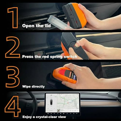 Car Screen Cleaner with Built-in Sponge | Effortlessly Removes Fingerprints, Dust and Make-up Stains | Anti Static Formula Safely Works on TV, Laptop, Computer Monitor, Phone, Dashboard & Console