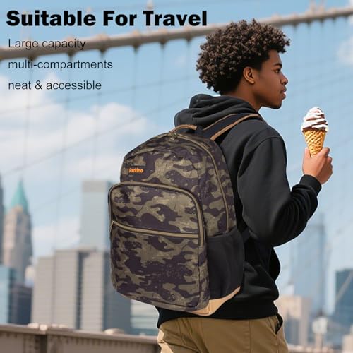 24L Travel Laptop Backpack, Business Anti Theft Slim Sturdy Large Laptops Backpack, Water Resistant College Computer Bag Gift for Men & Women Fits 17 Inch Notebook, Camouflage