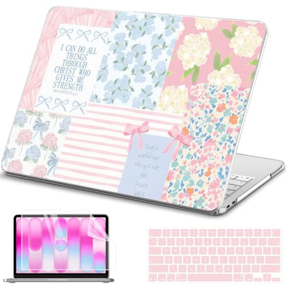 AKIT for MacBook Neo 13 Inch Case 2026 Model A3404, Anti-Scratch Protective Hard Shell Compatible with New MacBook Neo 13" + 2 Keyboard Covers + Screen Protector, Aesthetic Pastel Flowers