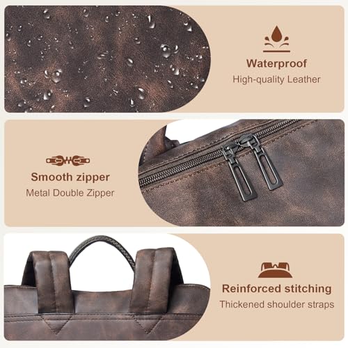 Laptop Backpack for Women 15.6 inch,Travel Leather Backpack Purse Nurse Teacher Carry on Backpack Computer Bag,Professional Water-Resistant College Business Work Casual Daypack,Nubuck Coffee - color: Nubuck Coffee