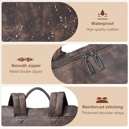 Laptop Backpack for Women 15.6 inch,Travel Leather Backpack Purse Nurse Teacher Carry on Backpack Computer Bag,Professional Water-Resistant College Business Work Casual Daypack,Nubuck Coffee - color: Nubuck Coffee